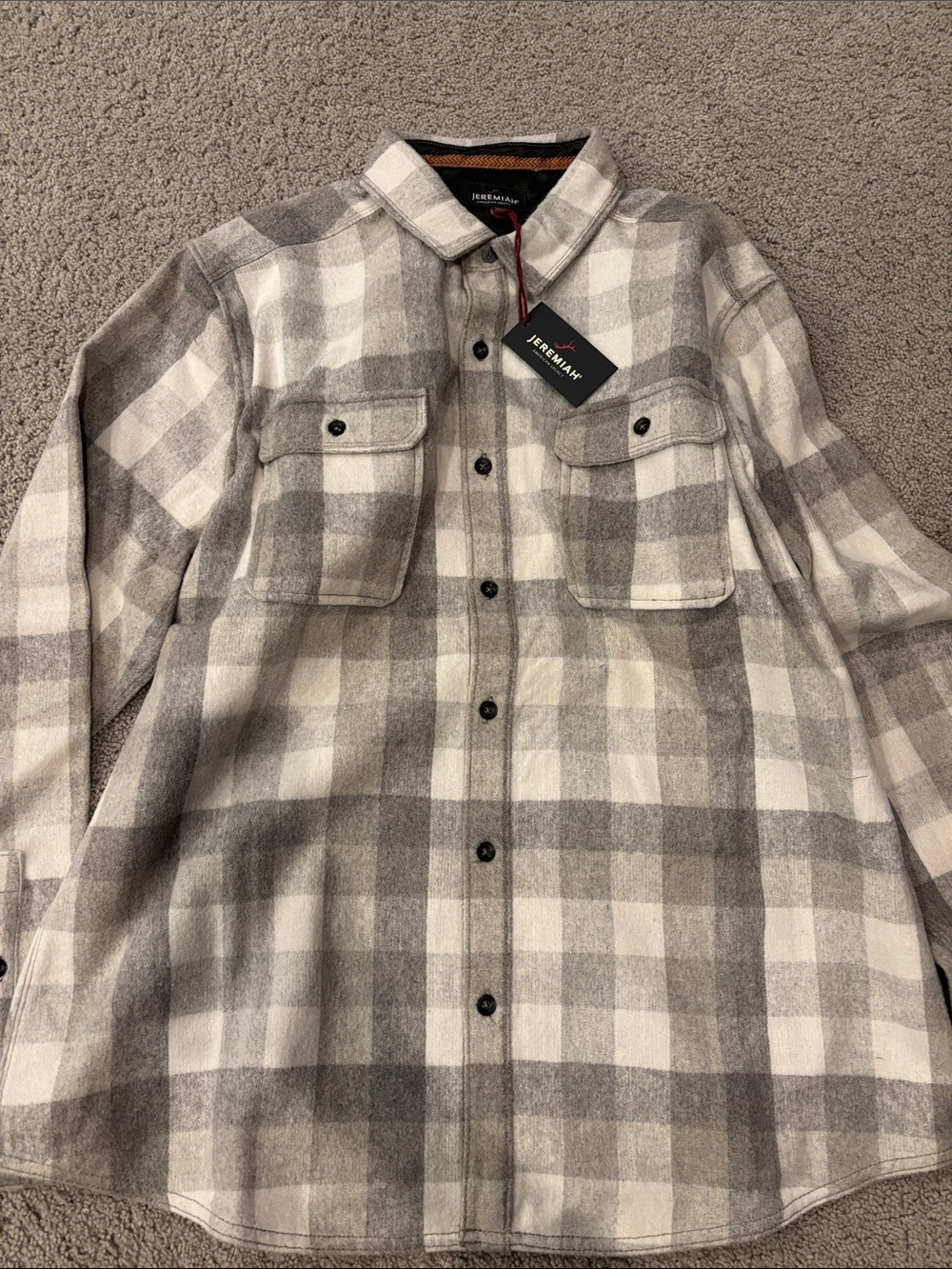 Jeremiah Men’s Gray & White Plaid Lightweight Shirt Jacket